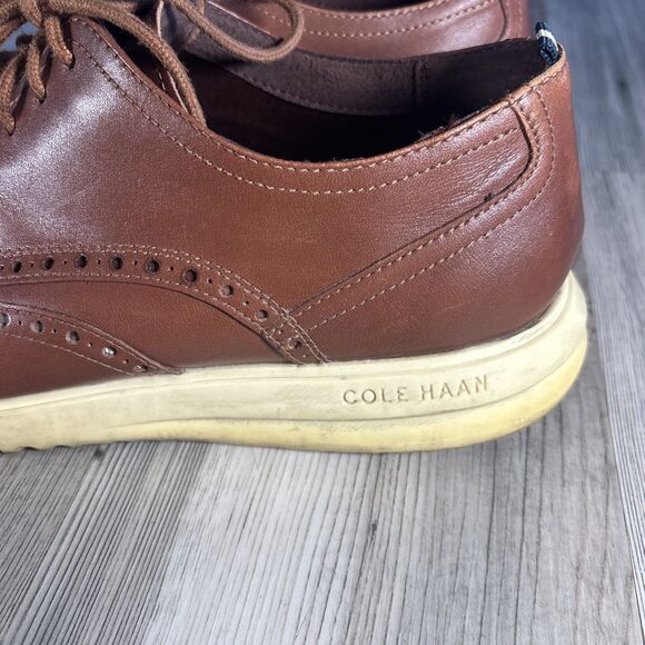 Cole Haan Grand Wingtip Oxford British Tan Brown Men's Shoes Size 11 - Picture 3 of 10
